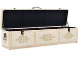 Panca Con Vano Portaoggetti 110 Cm Crema In Legno Massiccio Di Abete E Tessuto