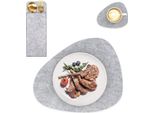 Intirilife 6X Set Di Tappetini In Feltro Grigio - Tappetino Da Tavolo Sottobicchieri In Vetro Portaposate Tovaglietta Per Ristorante E Casa
