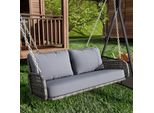 Altalena Merax Hollywood In Polyrattan, Altalena Da Giardino A 2 Posti Con Catene, Sedia A Sdraio Sospesa Con Cuscini, Panca Oscillante Da Giardino Panca Galleggiante