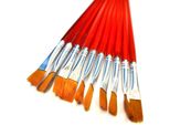 Pennelli Per Pittura - Set Di 10 - Pennelli Piatti - Pennelli - Pittura - Pittura - Artigianato - Pennelli - Piatto - Rosso