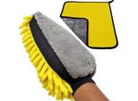 Spugna Per Pulizia Auto In Microfibra + Panno Per Pulizia - Spugna Auto - Panno Auto - Set Giallo