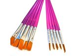 Pennelli Per Pittura - Set Di 10 - Pennelli - Pennelli - Pittura - Verniciatura - Artigianato - Pennelli - Piatti E Appuntiti - Rosa