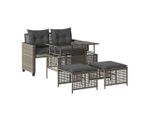 Set Di Divani Da Giardino 4 Pezzi Con Cuscini In Vetro Polirattan Grigio Chiaro
