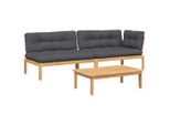 Vidaxl Set Di Divani Da Giardino A 3 Pezzi In Pallet Con Cuscini In Legno D'acacia