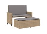 Vidaxl Panca Da Giardino Con Cuscini E Sgabello Beige Poly Rattan