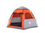 Vidaxl Tenda Da Campeggio 4 Persone Grigio E Arancione Sgancio Rapido