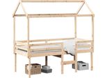 Vidaxl Letto A Soppalco Con Tetto 75X190 Cm In Legno Di Pino Massiccio