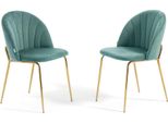 Set Di 2 Sedie Da Pranzo In Velluto Con Gambe In Metallo, Imbottite, Dal Design Elegante Per Cucina, Sala Da Pranzo, Camera Da Letto, Ufficio O Ristorante Sonia - Verde Giada/Oro