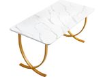 Succebuy Scrivania Per Computer (Piano 160 X 80 Cm), Moderna Scrivania Da Lavoro Con Robusta Struttura In Metallo E Capacità Di Carico Di 158 Kg Per L'ufficio, Lo Studio, La Camera Da Letto O Il Soggiorno, Bianco-Oro