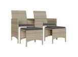 Vidaxl Divano Da Giardino A 2 Posti Con Tavolo E Sgabelli In Rattan Grigio Chiaro