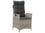 Vidaxl Poltrona Da Giardino Con Cuscino Regolabile In Poly Rattan Grigio Chiaro