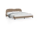 The Living Store Struttura Letto Con Led Cappuccino-Marrone 200X200 Cm In Ecopelle