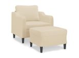 Vidaxl Poltrona Con Sgabello Crema 60 Cm In Tessuto