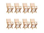 Vidaxl Sedie Da Giardino 8 Pz. Pieghevoli In Tessuto Beige E Legno Massiccio