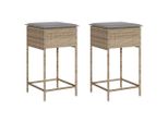 Vidaxl Sgabello Da Giardino Con Cuscino 2 Pz. Poli Rattan Beige