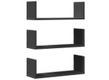 Vidaxl Mensole A Muro 3 Pezzi Nero 58X18X18 Cm Materiale A Base Di Legno