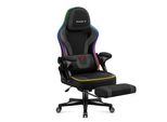 Huzaro Force 4.6 Rgb | Led Gaming Chair Sedia Ergonomica Per Pc | Music Sync | Poggiapiedi Funzione Dondolo Schienale Regolabile | Fino A 130 Kg | Nero
