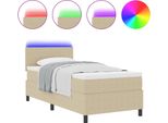Vidaxl Led Box Spring Bed Light Grigio E Bianco 100 X 200 Cm Tessuto A Coste