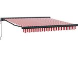 Vidaxl Tenda Da Sole Retrattile Rossa E Bianca 350 X 250 Cm In Tessuto, Metallo