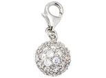 Charm-EinhäNger Jobo "Charm Glitzer Kugel", Silber 925, Charms, Damen, Silber 925 (Sterlingsilber), 925 Silber Rhodiniert Mit Zirkonia
