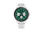 Multifunktionsuhr Tommy Hilfiger "Clark", Edelstahlfarben, GrüN, Armbanduhren, Herren, Quarzuhr, Armbanduhr, Herrenuhr, Edelstahlarmband, Analog