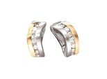 Paar Creolen Jobo "Ohrringe Goldohrringe 15 Mm", Gelbgold 585, Ohrringe, Damen, P1 = Bei 10-Facher VergrößErung Erkennbare EinschlüSse, Diamanten Gelbgold 585 WeißGold 585, Diamanten, Gelbgold 585, WeißGold 585, 585 Gold Bicolor Mit 16 Diamanten