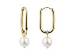 Paar Creolen Celesta "925 Sterling Silber Vergoldet Perle", Gelb, Ohrringe, Damen, One-Size, Silber 925 (Sterlingsilber)
