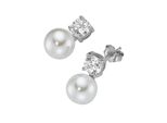 Paar Ohrstecker Firetti "Schmuck Geschenk Silber 925 Ohrschmuck Ohrringe", Silberfarben, Kristallweiß, Weiß, Kristallweiß, Ohrringe, Damen, 8Mm, Perlen Silber 925 (Sterlingsilber), Perlen, Silber 925 (Sterlingsilber), Mit Zirkonia (Synth.) - Mit Muschelkernperle