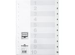 Durable Divisorio A4 In Pp 10 Tasti 1-10 Con Cavalierini Prestampati E Indice , Bianco, 616202