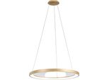 Krizia - Lampada A Sospensione Led 60W Dimmerabile - 4800Lm, Luce Calda 3000K, Anello Oro Spazzolato, Diffusore Opale, D.80 Cm, IP20