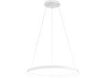 Krizia - Lampada A Sospensione Led 60W Dimmerabile - 4800Lm, Luce Calda 3000K, Anello Bianco Opaco, Diffusore Opale, D.80 Cm, IP20
