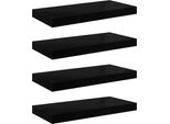 Vidaxl Mensole Sospese 4 Pz. Nero Lucido 50X23X3,8 Cm Mdf