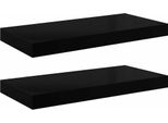 Vidaxl Mensole Sospese 2 Pz. Nero Lucido 50X23X3,8 Cm Mdf