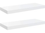 Mensole Sospese 2 Pz. Mdf Bianco Lucido 60X23,5X3,8 Cm