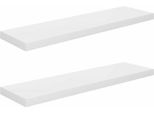 Mensole Sospese 2 Pz. Mdf Bianco Lucido 90X23,5X3,8 Cm