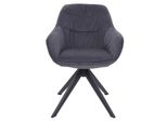 Sedia Da Pranzo HWC-K28, Sedia Da Cucina Sedia Imbottita Sedia Con Braccioli, Girevole, Metallo ~ Tessuto/Tessuto Grigio