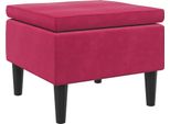 Vidaxl Sgabello Con Gambe In Legno Velluto Rosso Vino