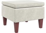 Sgabello Con Gambe In Legno Velluto Crema