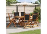 Vidaxl Sedie Da Giardino 6 Pz. Pieghevoli In Legno Massiccio Di Acacia E Textilene