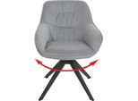 Sedia Da Pranzo HWC-K28, Sedia Da Cucina Sedia Imbottita Sedia Con Braccioli, Girevole, Metallo ~ Tessuto/Tessuto Grigio Chiaro
