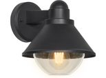 Lampada Da Facciata Per Giardino Lampada Da Parete Per Esterni Nero Paralume In Vetro Rotondo 1Xe27 40W Saginia Candellux
