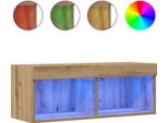 Syfax™ Set Mobile Tv Con Led Rovere Artigianale 80 X 30 X 30 Cm