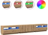 Mobile Tv Con Luci Led Rovere Artigianale 260X35X40 Cm