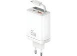 Usams Xiang Series Cc299 65W 1Xusb-C 1Xusb-A Caricabatterie Di Rete + Cavo Usb-C Bianco