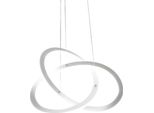 Lampadario Led Moderno Yara 40W Sospensione Dimmerabile 3000K Luce Calda, Design Anelli In Alluminio Bianco 57X120Cm, 1900Lm, Led Integrato IP20