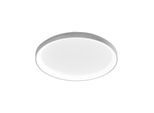 Krizia - Plafoniera Led Moderna 50W Dimmerabile - 4100Lm, Luce Calda 3000K, Alluminio Bianco Satinato, Diffusore Opale, D.45 Cm, IP20