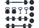 Vidaxl Set Di Manubri 4 In 1 Nero E Blu 121 X 19,5 X 19,5 Cm