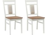 Vidaxl Sedia Da Pranzo 2 Pezzi In Legno Massiccio Di Gomma Bianco E Naturale