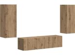 Vidaxl Mobile Tv A Parete 2 Pezzi In Legno Di Quercia Artigianale