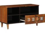 Vidaxl Mobile Tv Con Ripiano In Noce 80 X 33,5 X 46 Cm In Legno Massiccio Di Mango
